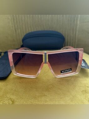 XOXO Oversized sunglasses nude blush pink plastic square frames New